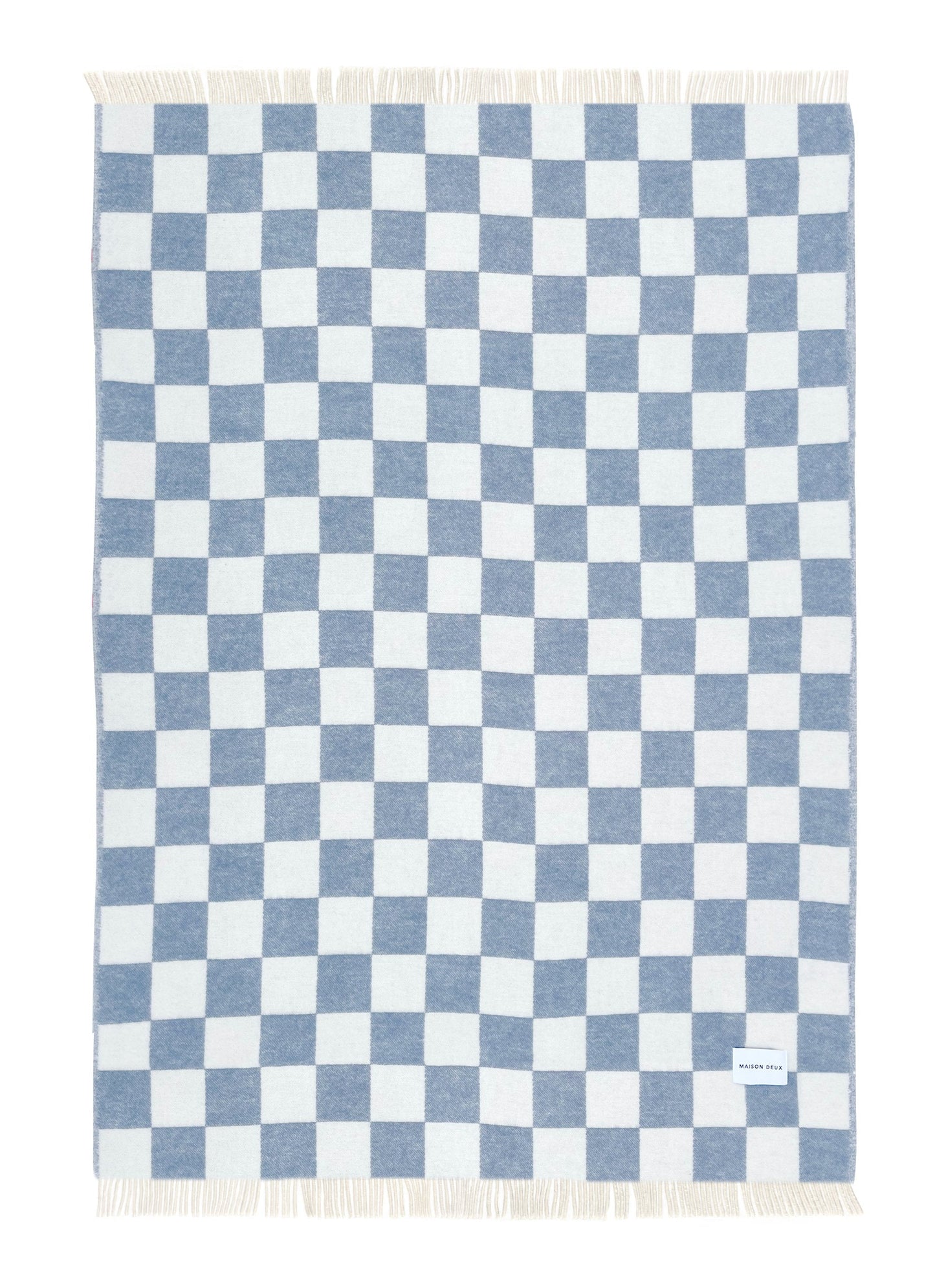 Checkerboard Ullpledd Denim white, en del av kategorien Pledd - At Home Interiør