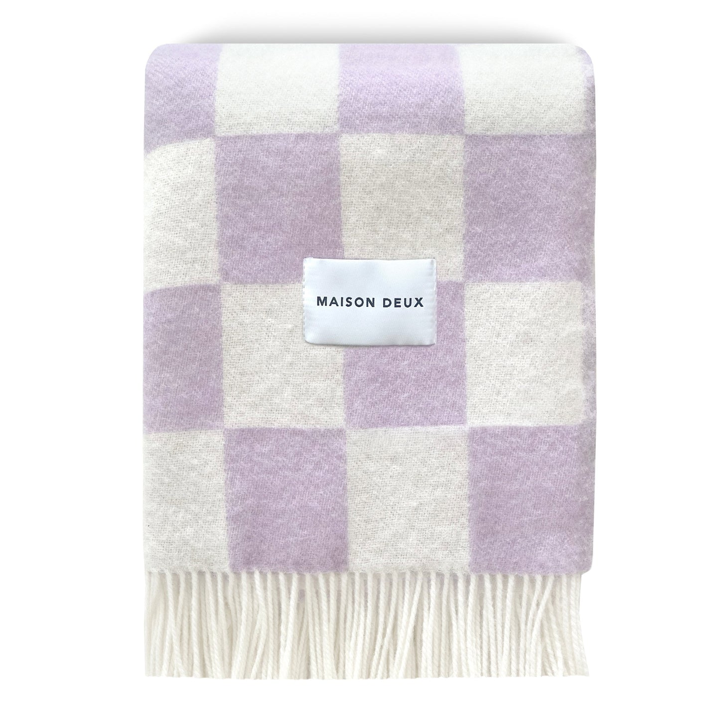 Checkerboard Ullpledd Lilac White, en del av kategorien Pledd - At Home Interiør