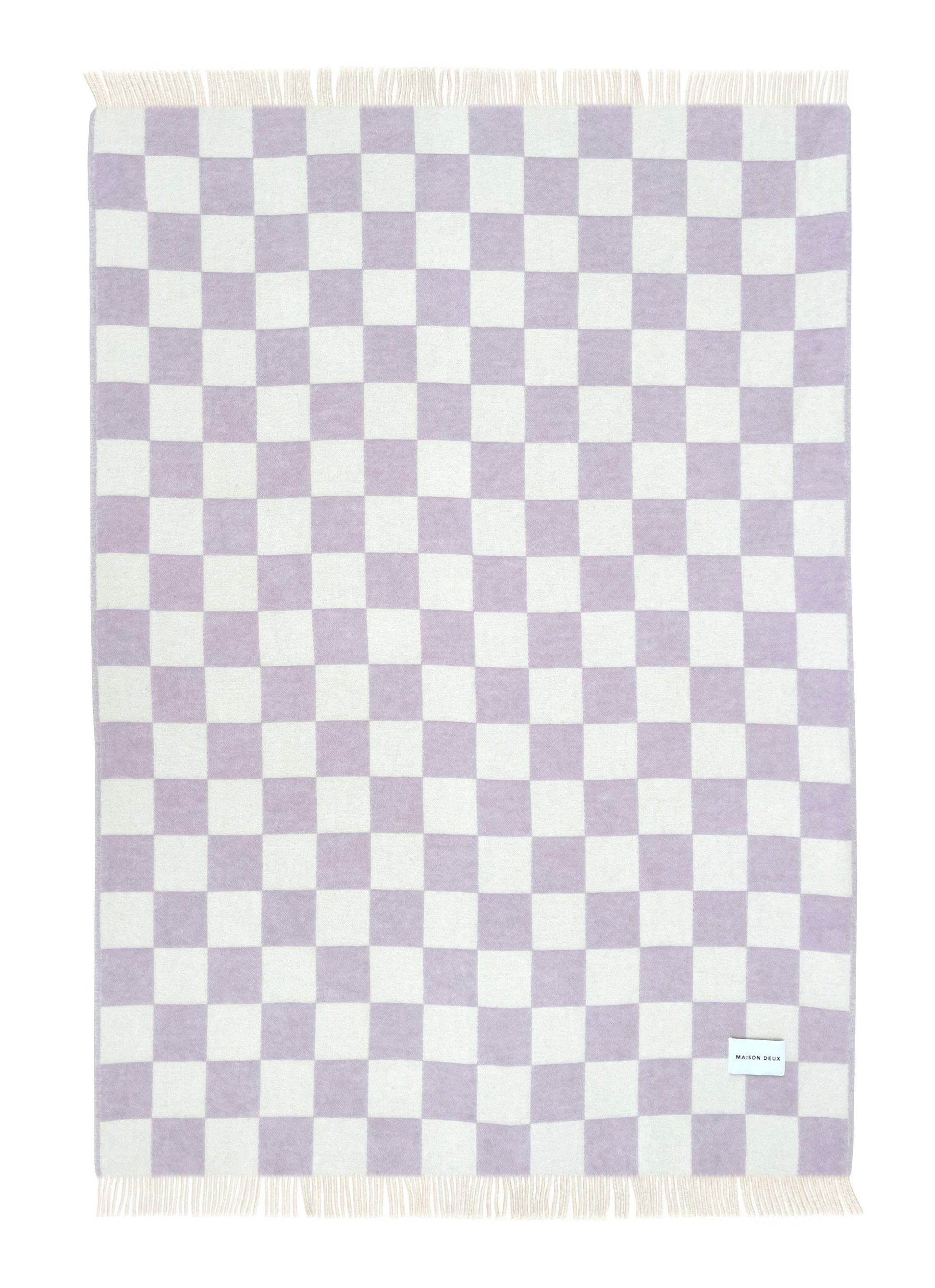 Checkerboard Ullpledd Lilac White, en del av kategorien Pledd - At Home Interiør